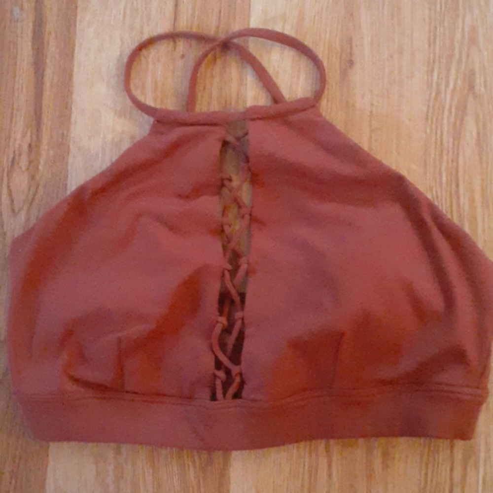 Alo Starlet Lace-Up Bra in Rosewood